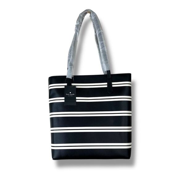 Kate Spade New York Black Multi Crisp Stripe Saffiano Daily Shoulder Tote Bag - Picture 5 of 11